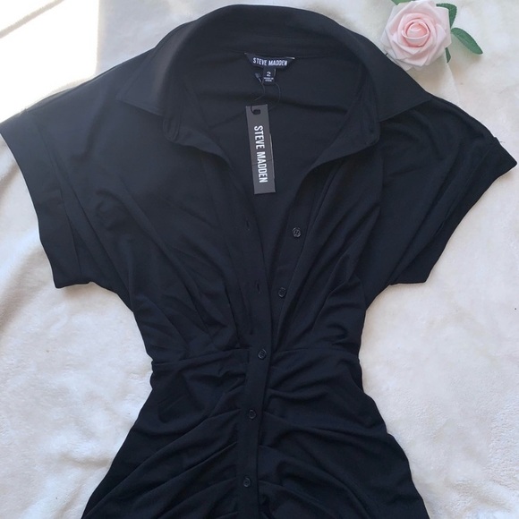 Steve Madden Ruched Button Down Dress - Picture 6 of 14